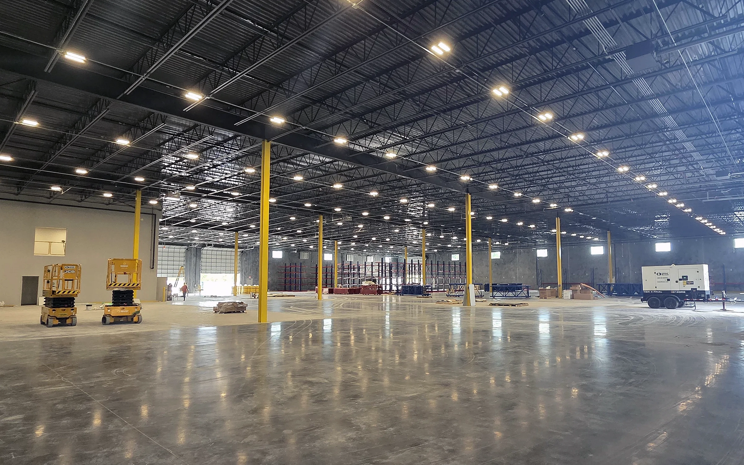 Completed industrial lighting installation