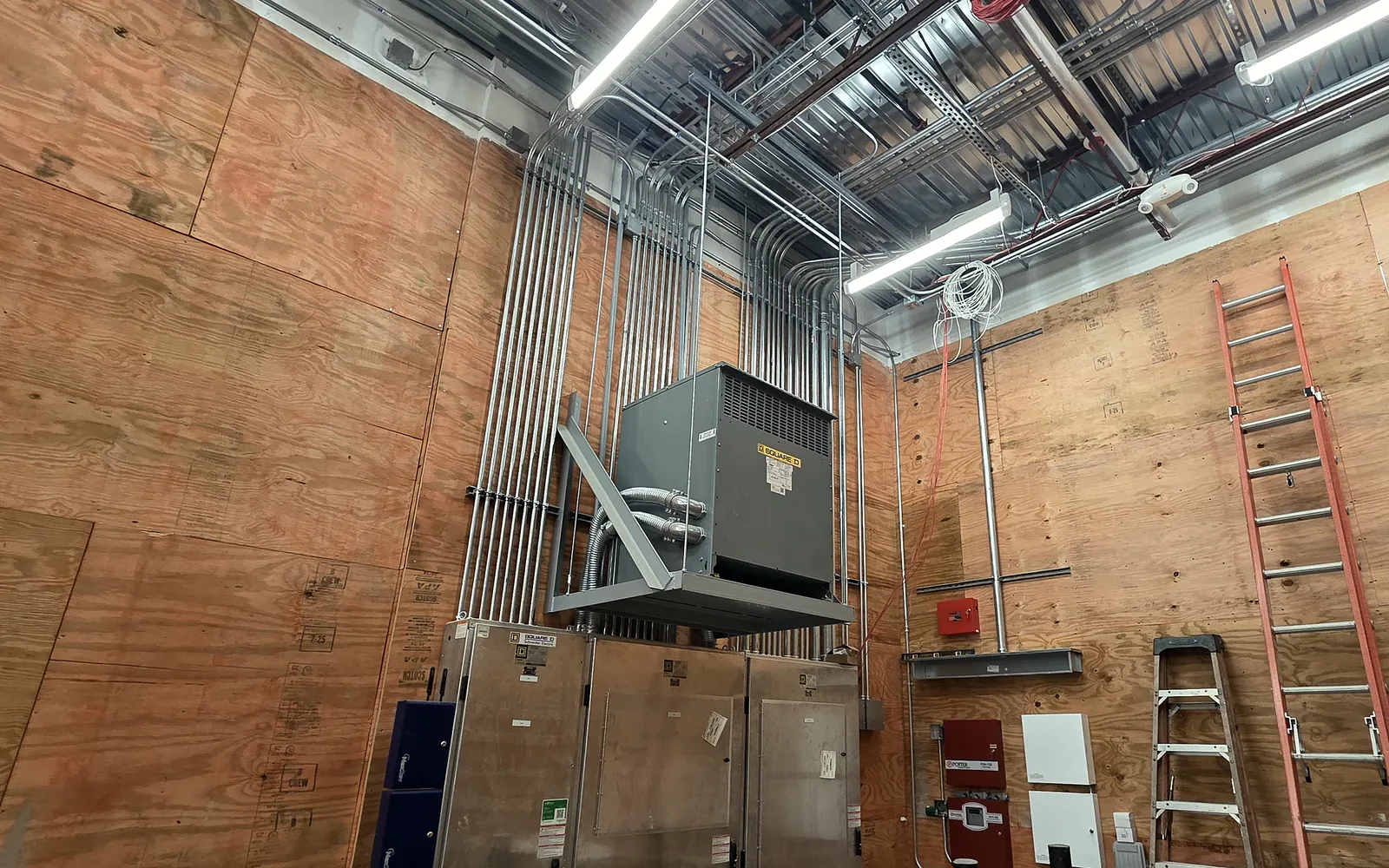 Commercial transformer and conduit installation
